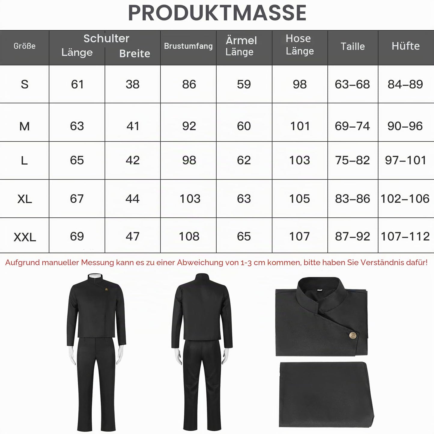Satoru Gojo Cosplay, Schwarz Anime Cosplay Kostüm, Gojo Satoru Schuluniform Jacke mit Brille, Anime Outfits  Halloween Karneval