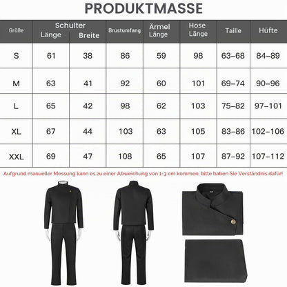 Satoru Gojo Cosplay, Schwarz Anime Cosplay Kostüm, Gojo Satoru Schuluniform Jacke mit Brille, Anime Outfits  Halloween Karneval