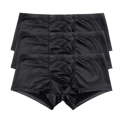 Herren Kunstleder Unterwäsche schwarz atmungsaktive elastische Hosen Low Rise Unterhose für täglich