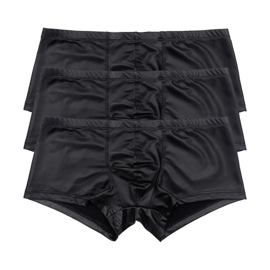 Herren Kunstleder Unterwäsche schwarz atmungsaktive elastische Hosen Low Rise Unterhose für täglich