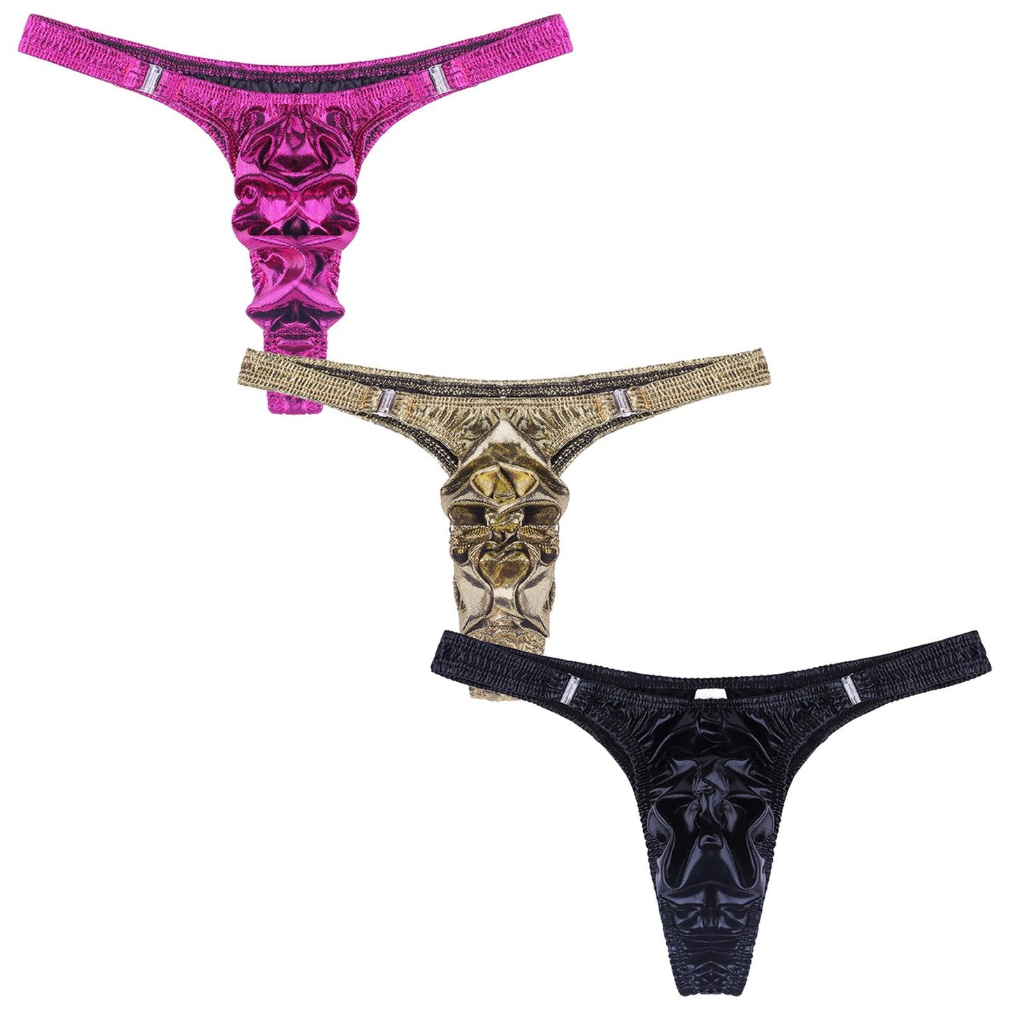 Herren Dessous Gay -Jockstrap Tanga String Herren Glänzende Raffung Pouch Unterhose G-String Tanga, 3 Farben, Einheitsgröße