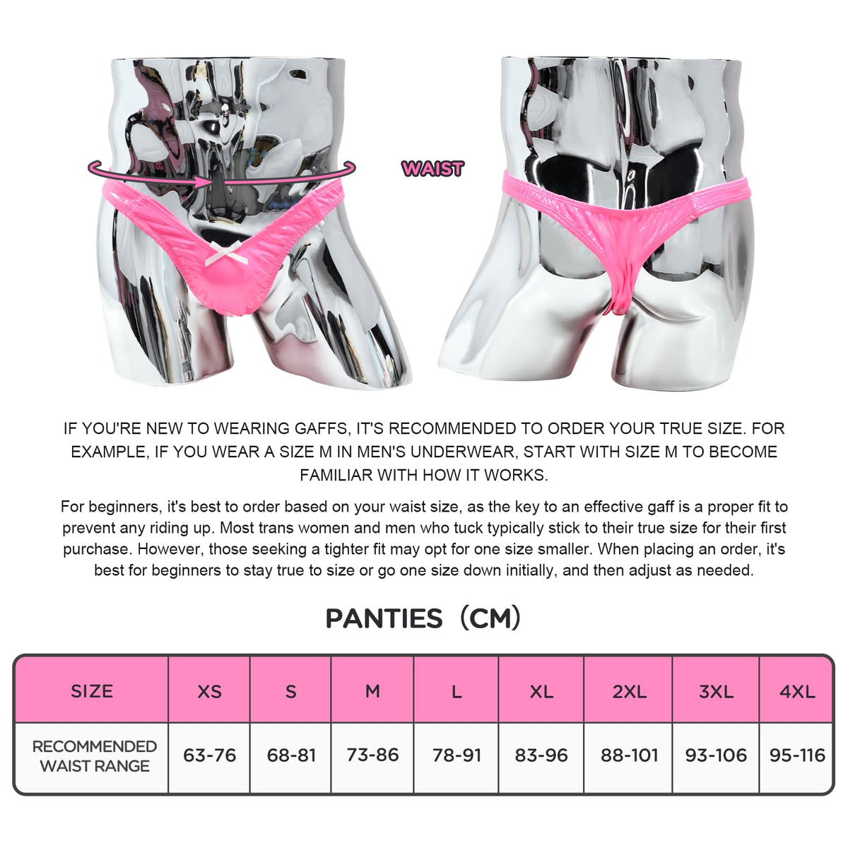 Sissy Tanga Tucking Gaff Höschen Kunstleder Verstecken Gaff Shaping Slip für Crossdresser Transgender  Rosa