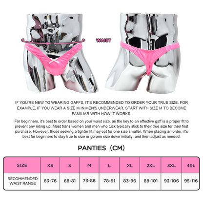 Sissy Tanga Tucking Gaff Höschen Kunstleder Verstecken Gaff Shaping Slip für Crossdresser Transgender  Rosa
