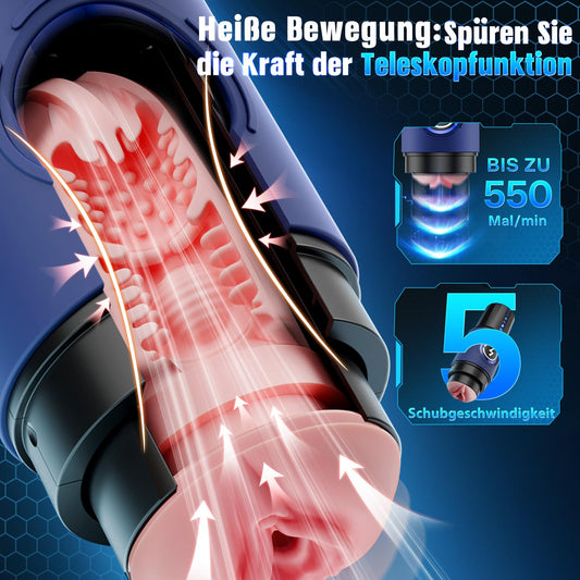 KI-Interaktion 360° Masturbatoren Sex Spielzeug für die Männer, Masturbieren für Männer 5 Intensiver Teleskopfunktion Sexspielzeug, Realistische Masturbatoren Liner Abnehmbare Accessoires
