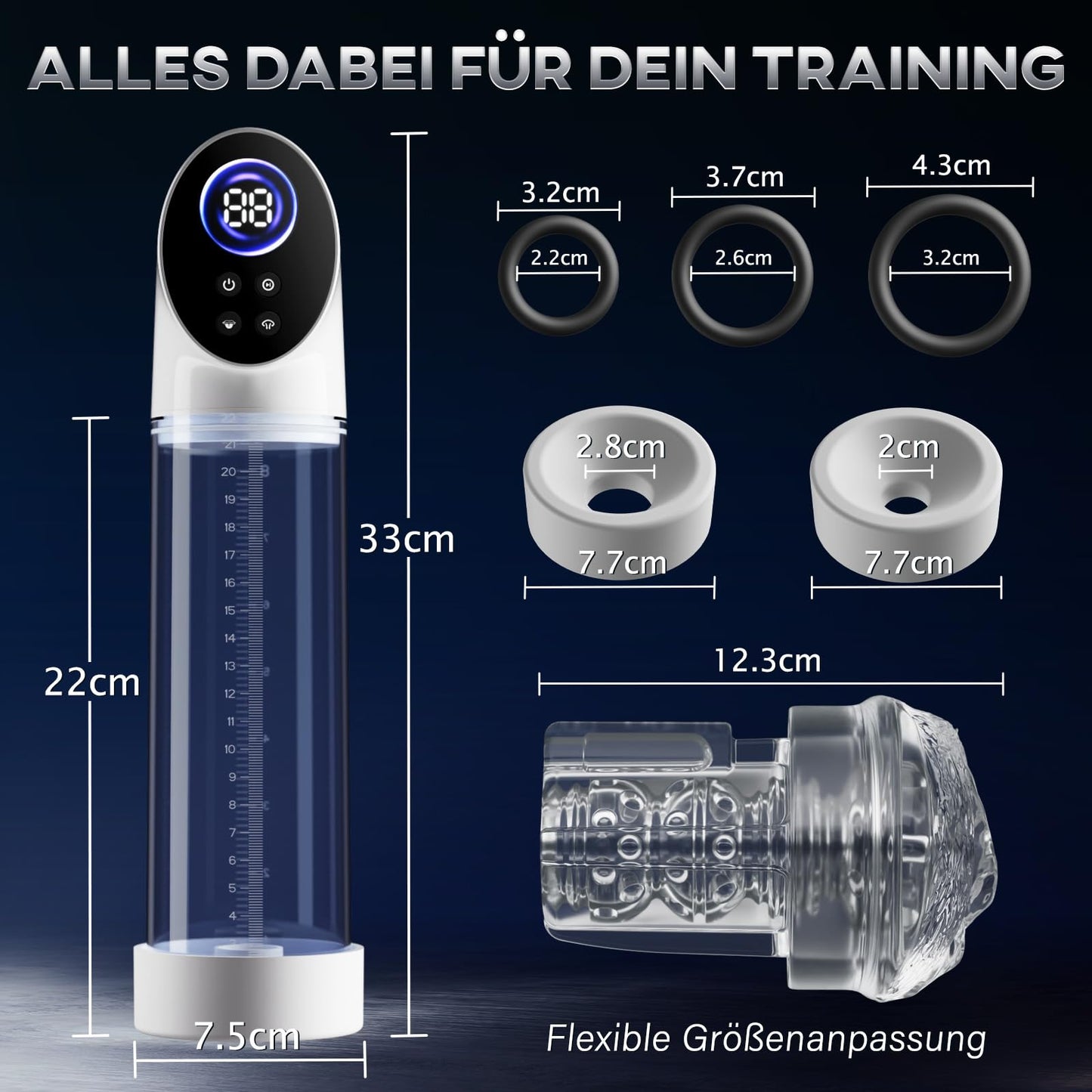 Penispumpe für Penisvergrößerung mit 6 Saugstufen, LCD-Display elektrische Penis Pumpe Vakuumpumpe Sex Spielzeug für Männer zum masturbieren für Männer mit Taschenmuschi Masturbator Penisring