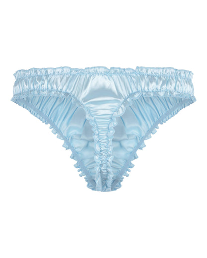 Satini Satin Rüsche Sissy Tanga Tanga Boy-Shorts Slips Höschen Unterwäsche (Baby blau, L)