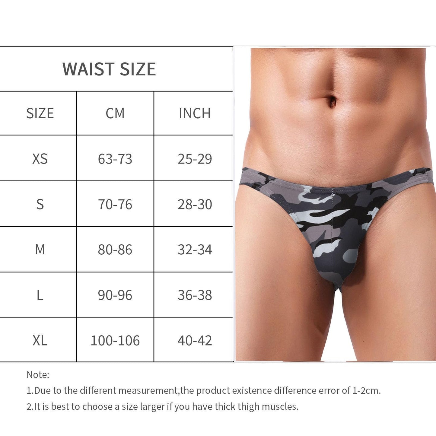 Men's Sexy Low Rise Camouflage Underwear Bulge Pouch Comfort Men Bikini Briefs Underwear