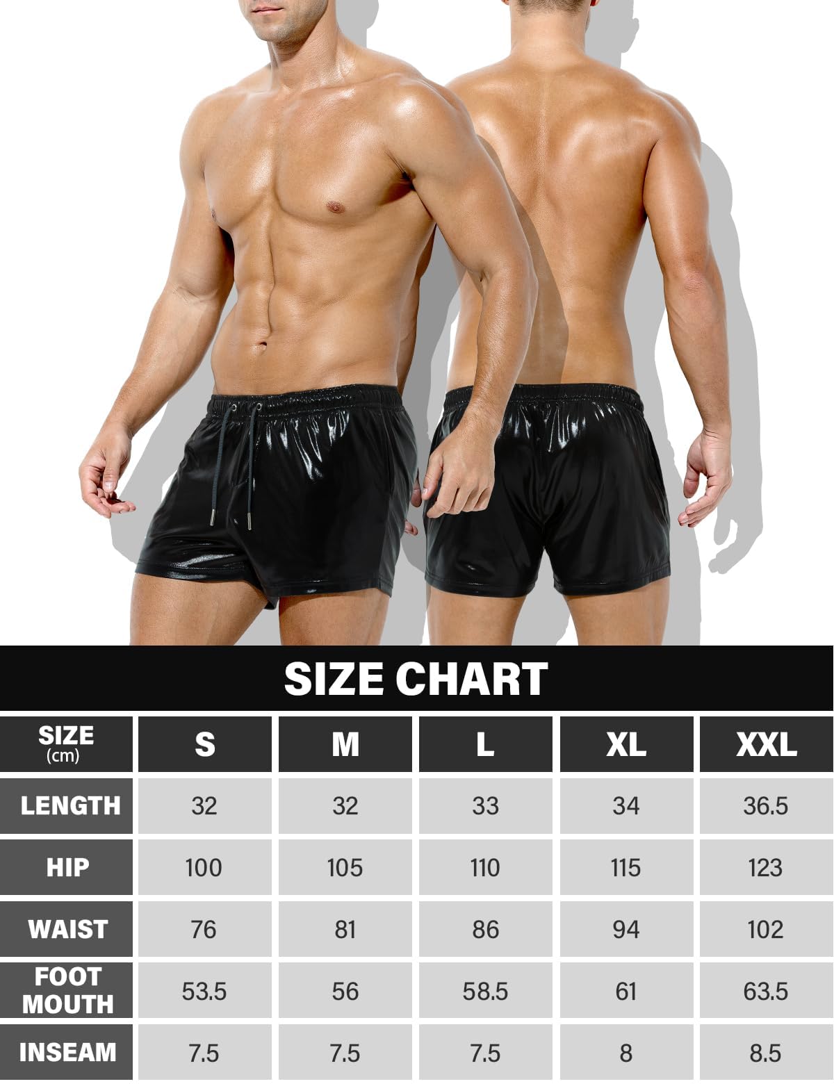 Metall Shorts Herren Glänzende Kurze Hose Party Gold Silber, L
