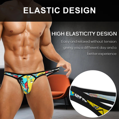 Sexy Herren-Slip, Unterwäsche, Strings, niedrige Taille, atmungsaktiv, Thong, bunt, M