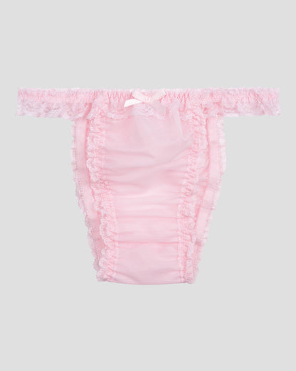 Satini Slip Damen Transparent Spitze Zackenkante Dessous, Zartrosa, S