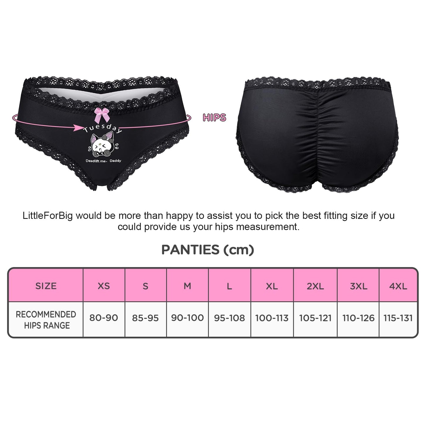 LittleForBig Damenunterwäsche aus weichem, seidigem Material, Bequeme Hipster-Slips, Babydoll Batty Brat, Wochentage, 7er-Pack Höschen-Set XXXL