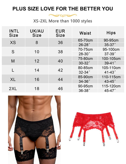 Sexy Strapsgürtel für Herren Breit Gay Unterwäsche mit 6 Clips
