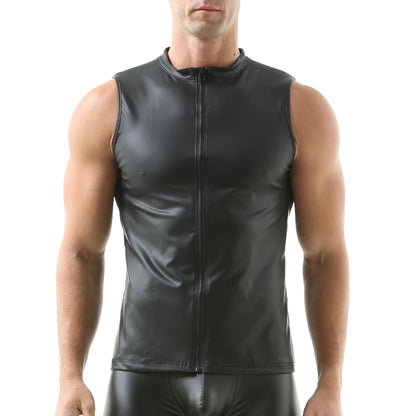 Herren Unterhemden Ärmellose Tanktops Kunstleder Muscle Fit Weste Tops Hemden Mode Unterhemden