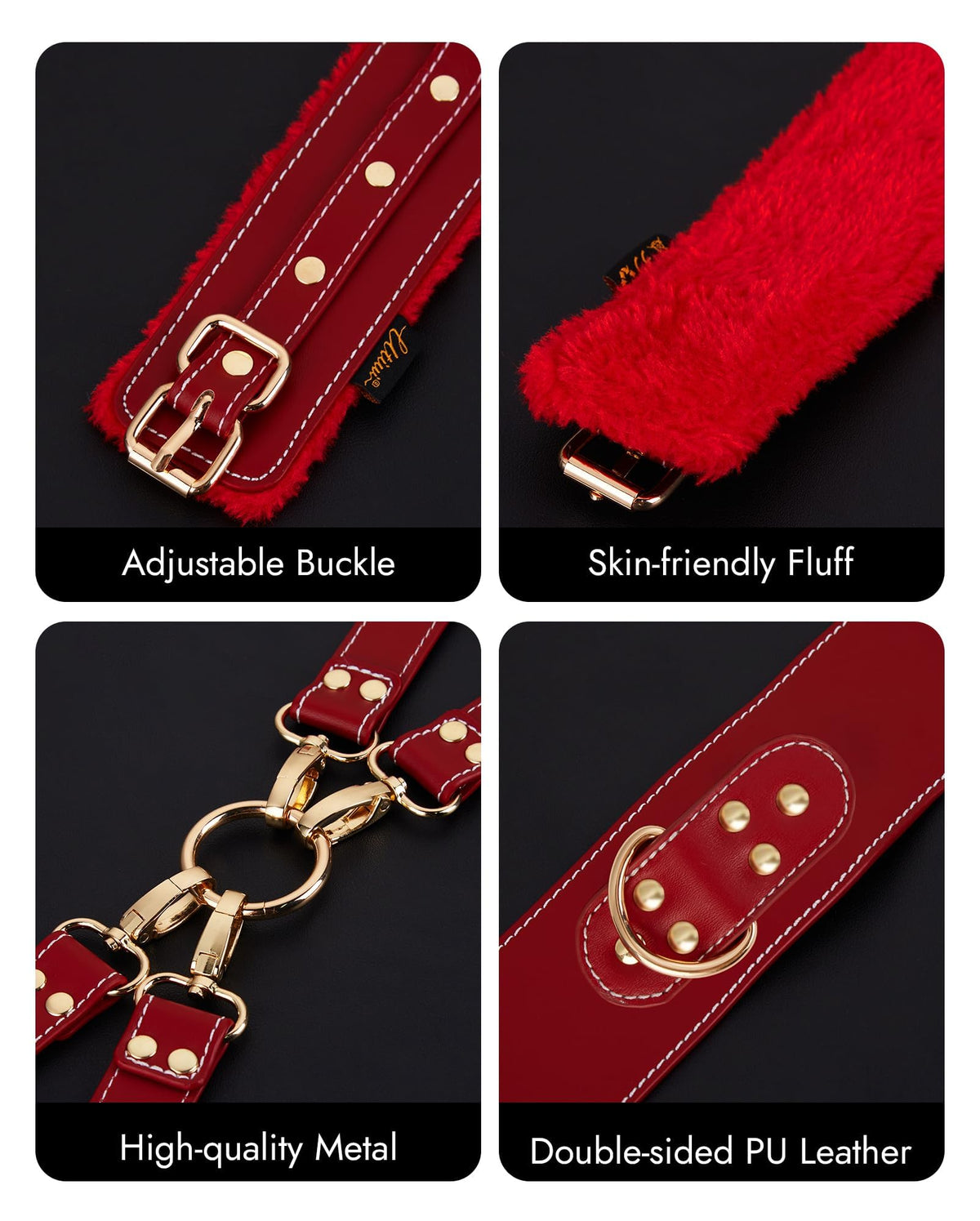 Sex Bondage BDSM Kit Fesseln 6PCS Sets mit Verstellbaren Handschellen Fußfessel Oberschenkelmanschetten Augenbinde Kreuzgurt Taillengurt SM Erwachsene Sexspielzeug für Männer Frauen und Paare