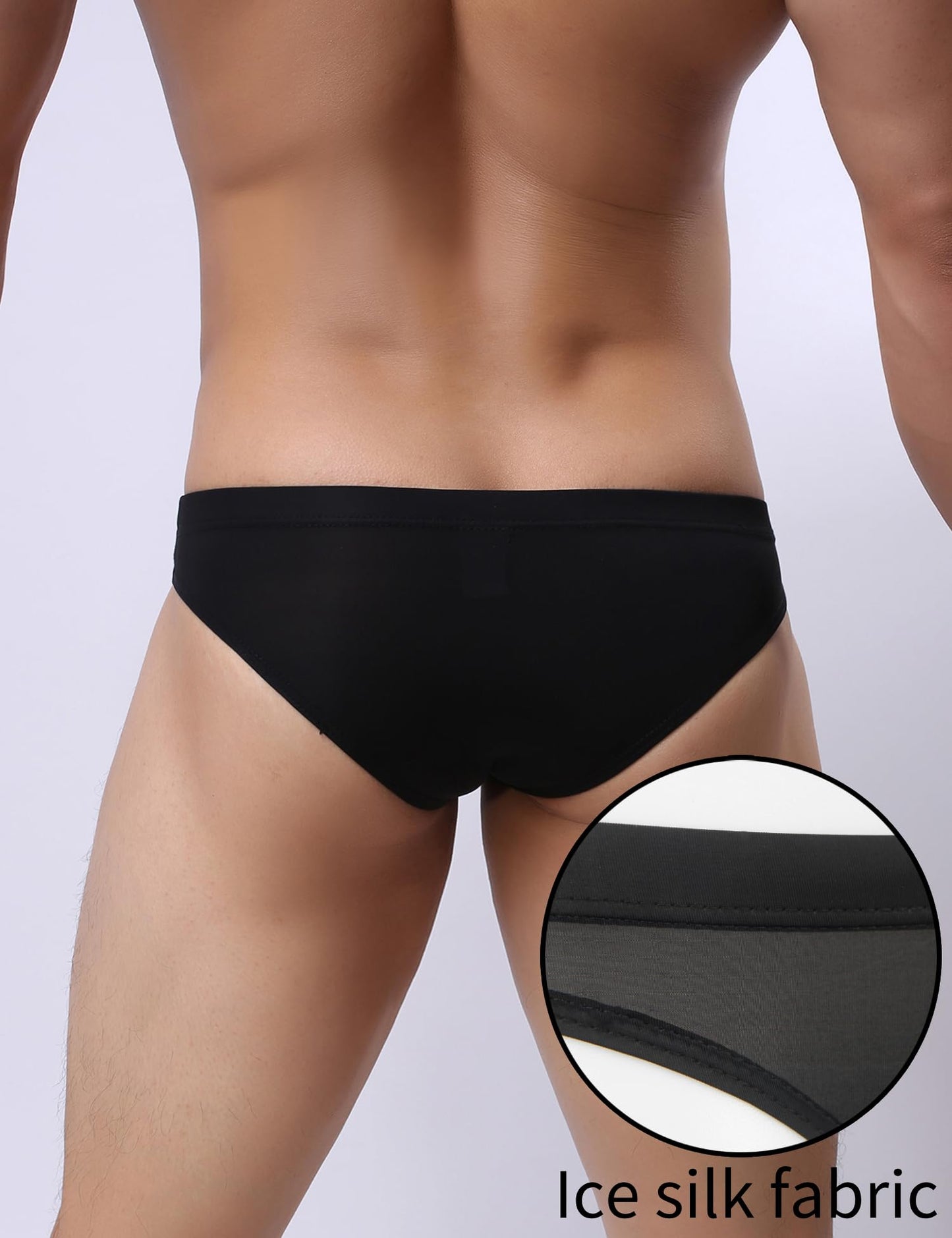 String Tanga Männer mit Loch Sexy Eisseide Slip Sissy Dessous Große Größen Herren Reizwäsche Lustige Unterhosen Vorne Offen Borat Anzug Ouvert Höschen Gay Underwear Thong Briefs Schwarz L