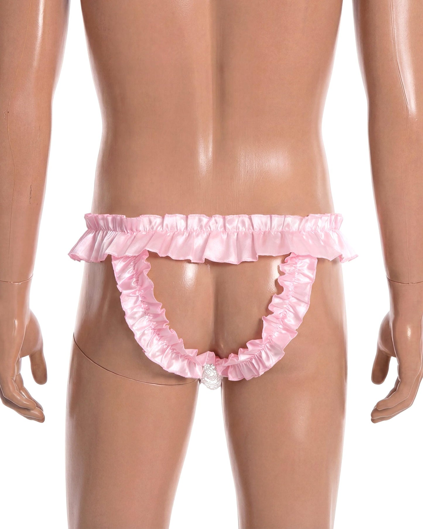 Satini Satin Rüsche die Schleife Tanga Sissy Boy-Shorts Slips Höschen Unterwäsche (Zartrosa, L)