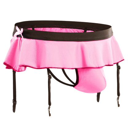 Sissy Pouch Höschen für Männer Crossdresser Herrenunterwäsche Rock G-String Thongs Slip mit Strumpfband
