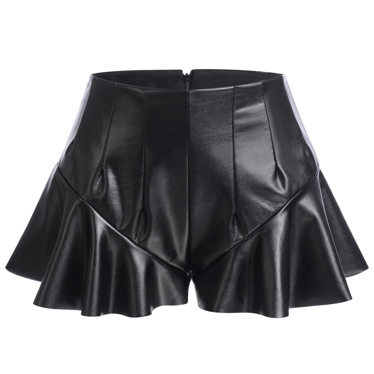 Ledershorts Damen Sexy Wetlook Lack und Leder Mini Lederrock Shorts Frauen Hotpants Festival Rave Techno Pole Dance Outfit Lara Croft Kostüm Halloween Karneval Party Faschingskostüme Schwarz 10 S