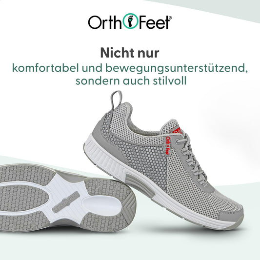 Orthofeet Orthopädischer Herren Sneaker Edgewater Grau, Größe 40 Weit