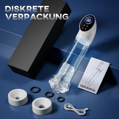 Penispumpe für Penisvergrößerung mit 6 Saugstufen, LCD-Display elektrische Penis Pumpe Vakuumpumpe Sex Spielzeug für Männer zum masturbieren für Männer mit Taschenmuschi Masturbator Penisring