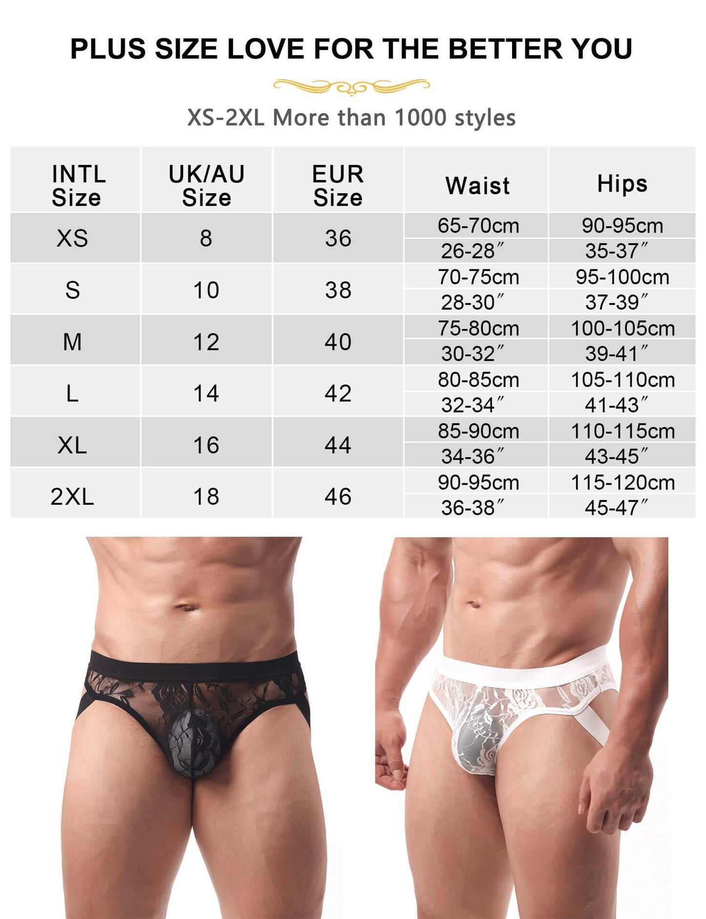 Jockstrap Männer - Gay Unterwäsche - Herren Sexy-  Hinten Offen Spitze  - Sissy - Mesh Unterhosen2 Pack