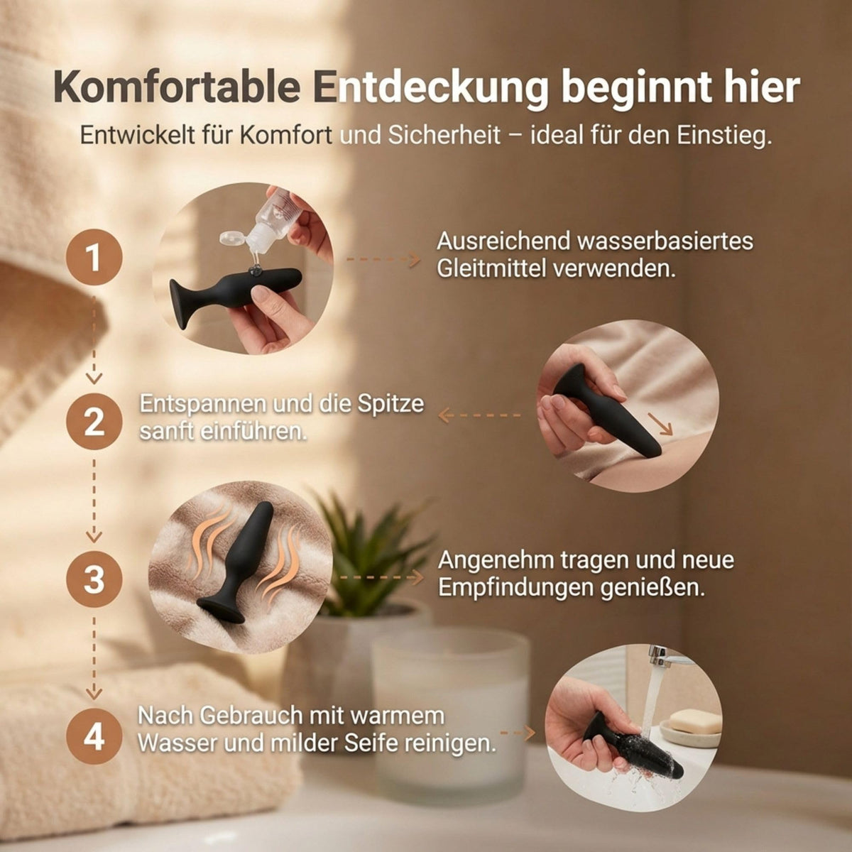 Sinful Slim Analplug Klein - Silikon Small für Anfänger - Schwarz
