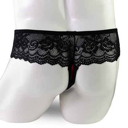Sissy - Spitze Mesh Thong  Schwarze Spitze
