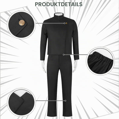 Satoru Gojo Cosplay, Schwarz Anime Cosplay Kostüm, Gojo Satoru Schuluniform Jacke mit Brille, Anime Outfits  Halloween Karneval