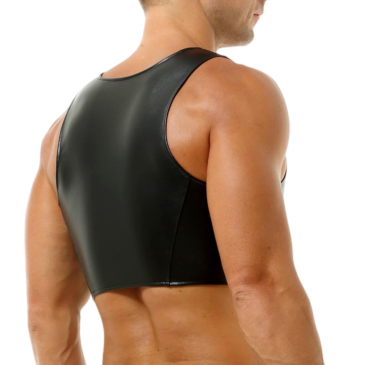 Herren Unterhemden Kunstleder Tanktops Muscle Fit Ärmellose Weste Tops Hemden Party Club Motorrad Mode Unterhemden