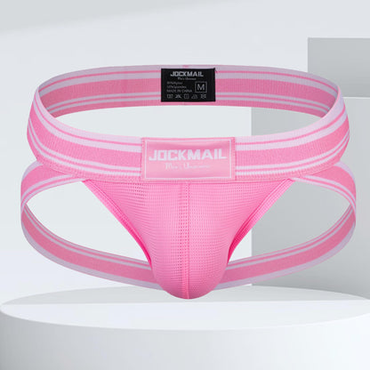 JOCKMAIL Herren Tanga Unterwäsche Sexy Jockstrap Camouflage Netzstoff Atmungsaktiv Unterhose für Männer (DE/NL/SE/PL, Alphanumerisch, XL, Regular, Regular, Rosa1)