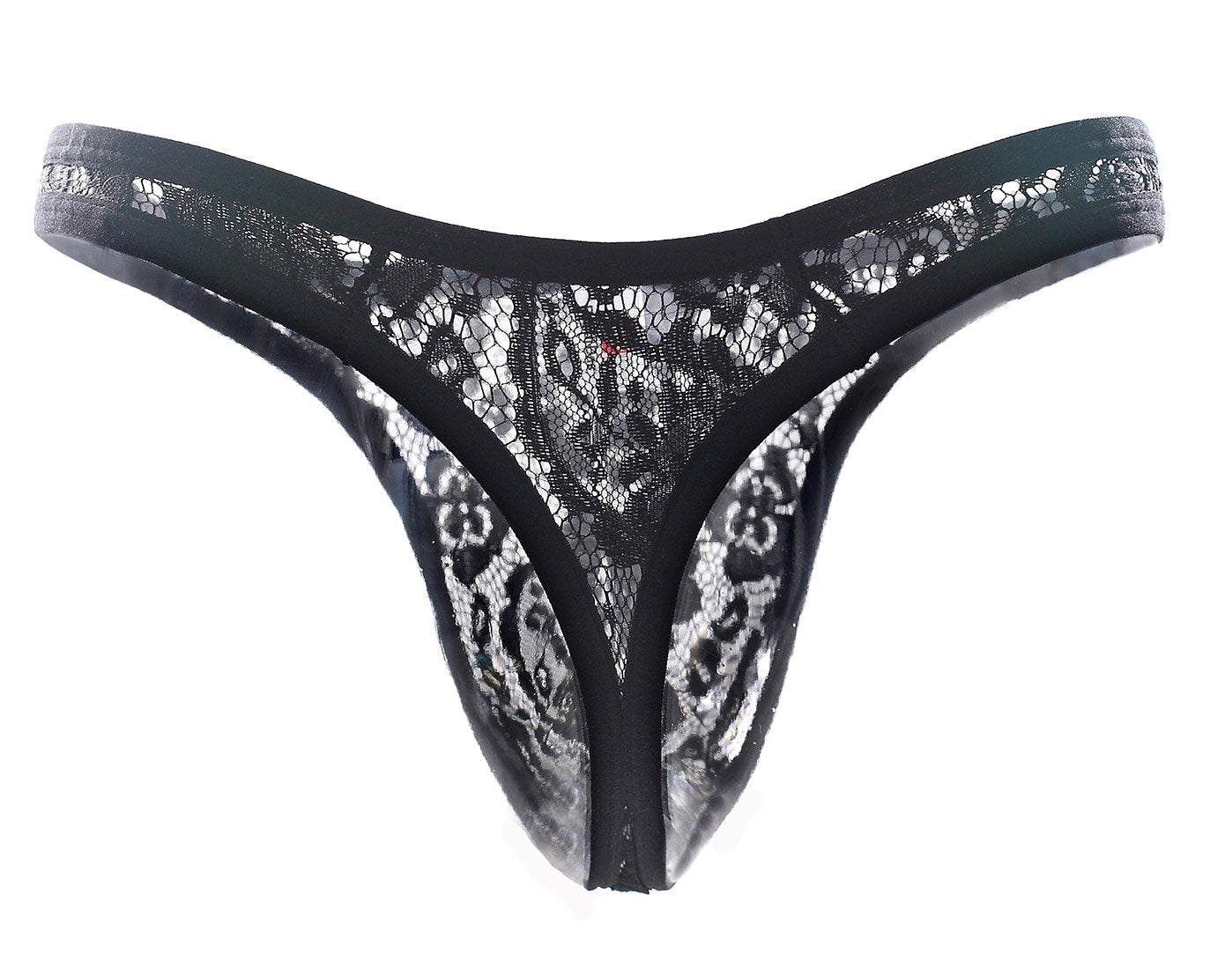 Herren Slips G-String Spitze Transparenz Sexy Low Rise Tanga Elefantenstring Weich -Atmubgsaktiven Unterhose Schwarz