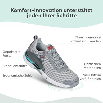 Orthofeet Orthopädischer Herren Sneaker Edgewater Grau, Größe 40 Weit