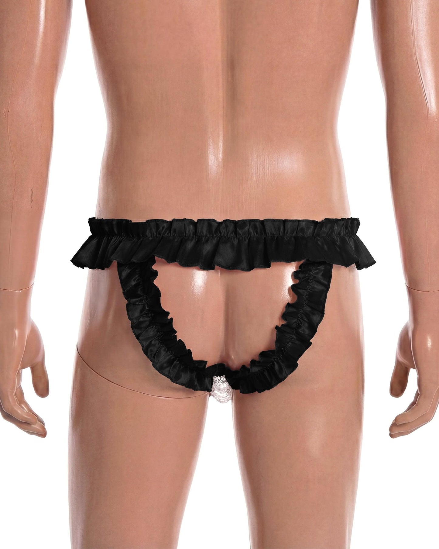 Satini Satin Rüsche die Schleife Tanga Sissy Boy-Shorts Slips Höschen Unterwäsche (Schwarz, L)
