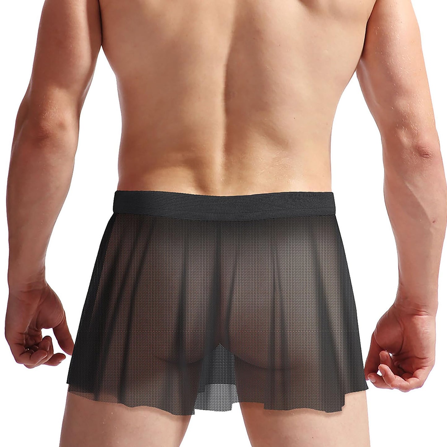 Herren Mesh Sissy Röcke Männer Sissy Höschen Sexy Transparent Minirock Crossdressers Unterwäsche Nachtclub Party Cosplay Kostüm (Schwarz)