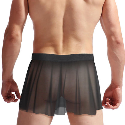 Herren Mesh Sissy Röcke Männer Sissy Höschen Sexy Transparent Minirock Crossdressers Unterwäsche Nachtclub Party Cosplay Kostüm (Schwarz)