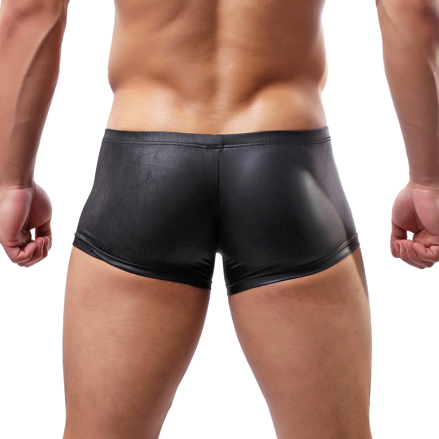 Herren Kunstleder Unterwäsche schwarz atmungsaktive elastische Hosen Low Rise Unterhose für täglich