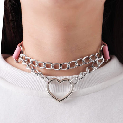 Sissy Collare Cuore Collana in pelle Choker per le donne