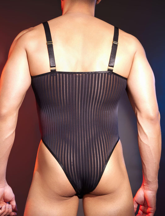 Männer Bodysuit Transparent Body Unterhemd Einteiler Top Sexy Dessous String Unterwäsche Nachtwäsche Schwarz Einheitsgröße für Größe S-L