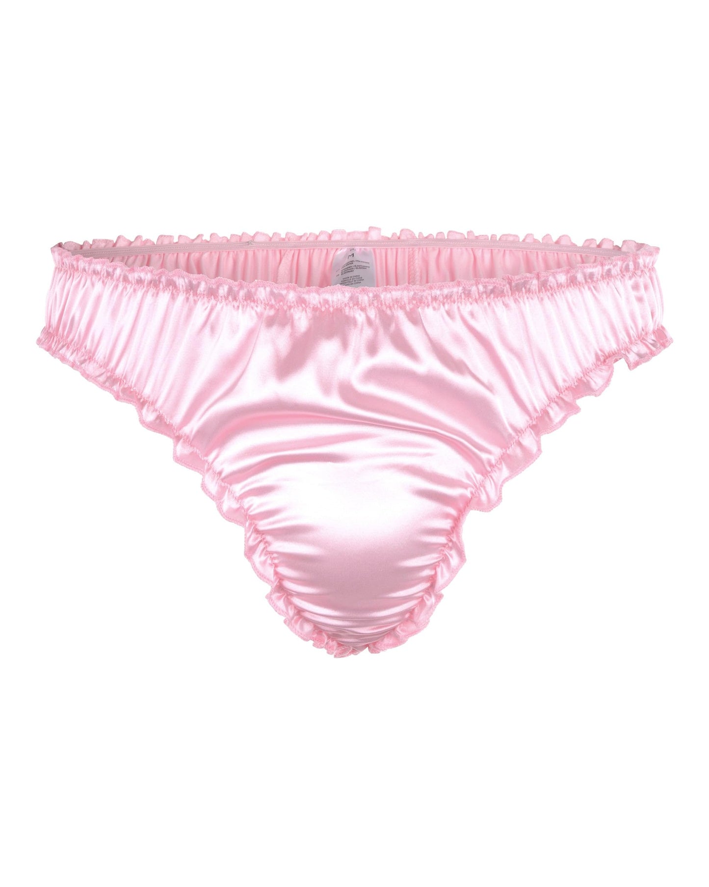 Satini Satin Rüsche Sissy Tanga Tanga Boy-Shorts Slips Höschen Unterwäsche (Zartrosa, L)