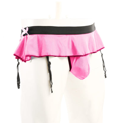 Sissy Pouch Höschen für Männer Crossdresser Herrenunterwäsche Rock G-String Thongs Slip mit Strumpfband
