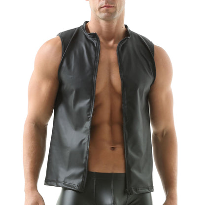 Herren Unterhemden Ärmellose Tanktops Kunstleder Muscle Fit Weste Tops Hemden Mode Unterhemden
