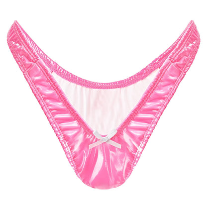 Sissy Tanga Tucking Gaff Höschen Kunstleder Verstecken Gaff Shaping Slip für Crossdresser Transgender  Rosa
