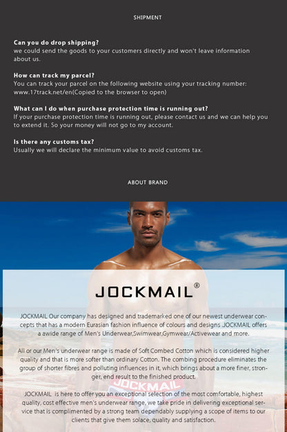 JOCKMAIL Herren-Slip, Baumwolle, Unterwäsche, Tanga, Triangel-Hose, große Tasche, Bikini-Unterhose, M