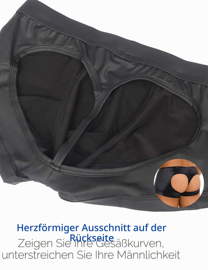 Sexy Boxershorts Herren Hinten Offen Sissy Dessous Gay Underwear Schwarz XL