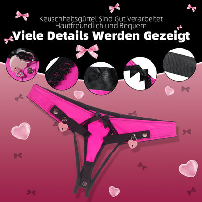 Crysore Herzförmige Chastity Panties mit Rosa Sissy Chastity Cage Anti-Off Keuschheitsgürtel in 2 Größen Erwachsene Sexspielzeug für Männer Penis Training (L,Pink)