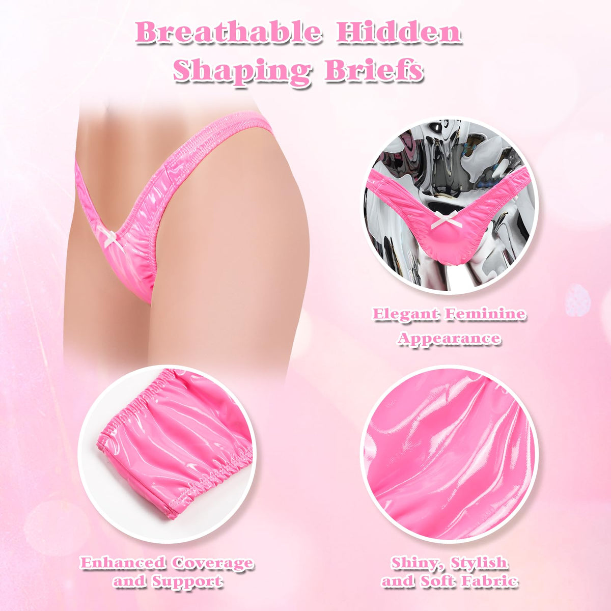 Sissy Tanga Tucking Gaff Höschen Kunstleder Verstecken Gaff Shaping Slip für Crossdresser Transgender  Rosa