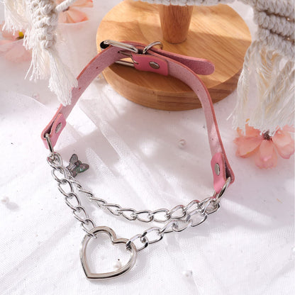 Sissy Collare Cuore Collana in pelle Choker per le donne