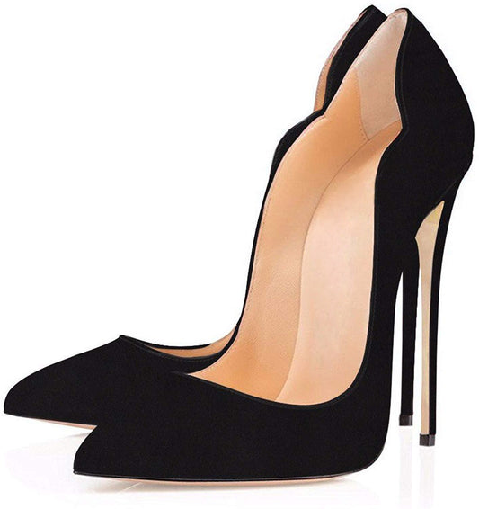 EDEFS Damen Pumps Schwarz Wildleder High Heels mit 12cm Absatz Elegante Stiletto Schuhe für Büro Party Hochzeit EU35