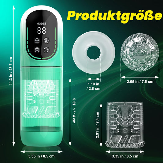 Masturbator Sex Spielzeug - Manner Handfrei Blowjob Masturbieren Cup Mit Strapon-On Harness & Saug & Teleskopfunktion & Rotierende Vibrator Penispumpe