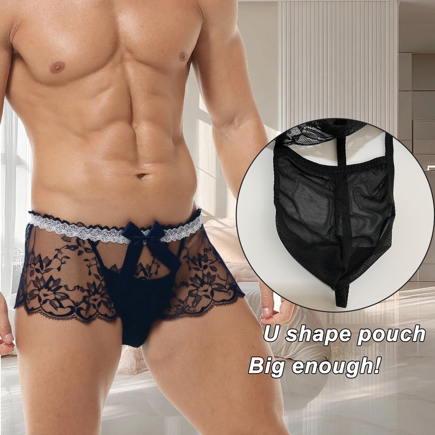 Herren-Spitzenhöschen, Rock-Sissy-Unterwäsche -  Femboy